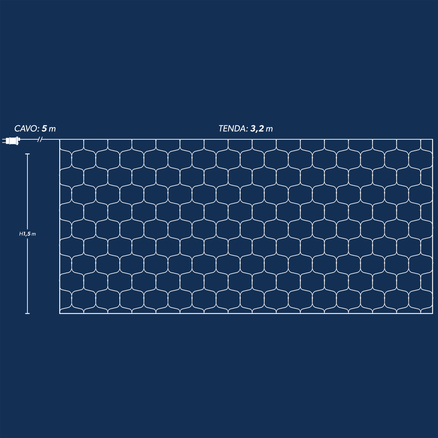 DICTROLUX - Rete Luminosa 160 LED Bianco Freddo Magic - h1,5x3,2 metri